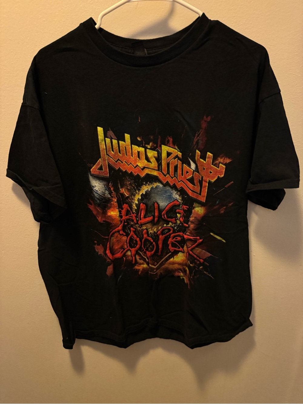 Gildan Black Short Sleeve Band Tee with Red & Yellow Graphic
